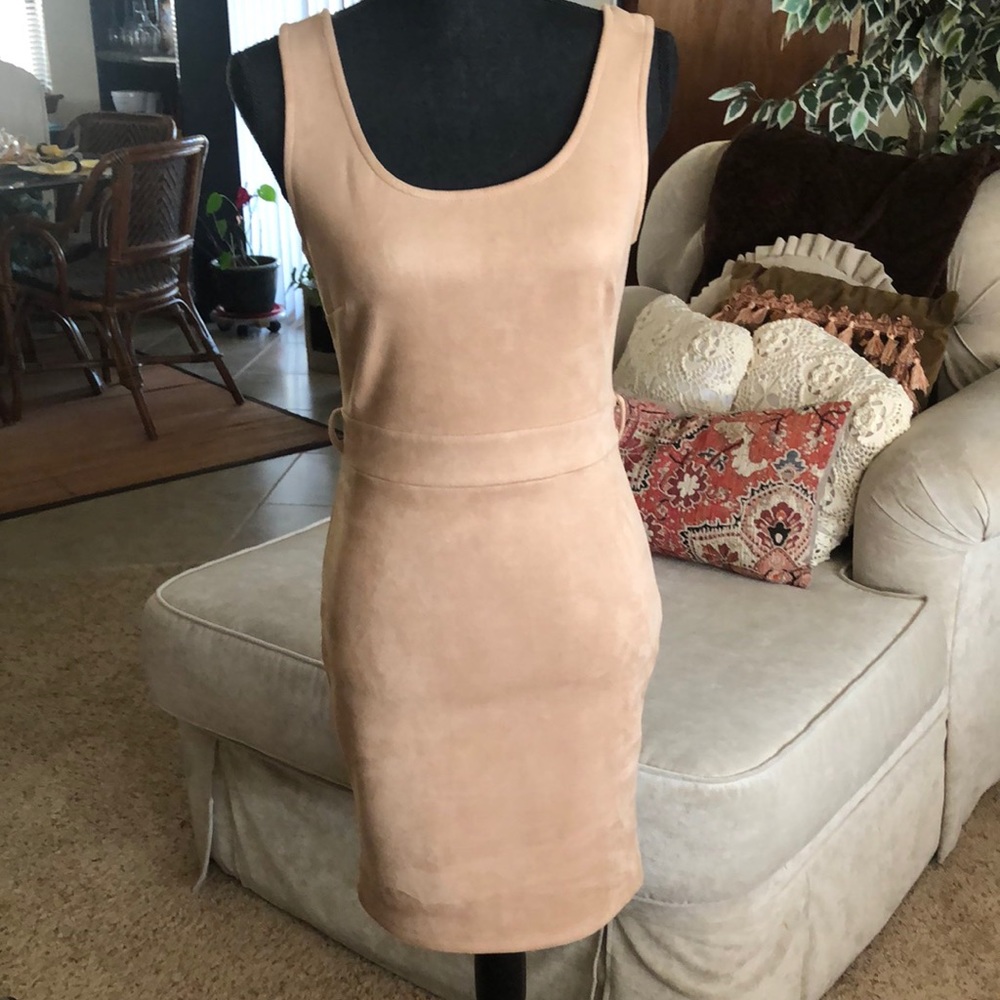 Haute Monde Sleeveless Faux Suede Short Dress